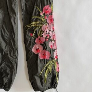 River Island 90s Y2K Low Rise Floral Embroidered Pants 10 Cinched Ankle Balloon